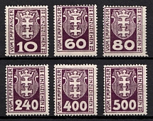 1921-22 Danzig Gdansk, Germany, Official Stamps (Mi. 1 b, 4 b, 6 b, 9 b, 11 b - 12 b, CV $160)