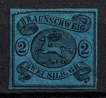 1853 2sgr Braunschweig, German States, Germany (Mi. 7 a, Signed, CV $500)