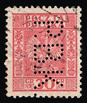 1932-33 30gr Second Polish Republic (Fi. 256, Canceled, Perfin)