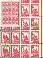 1948 0.30m Munich, The Russian Nationwide Sovereign Movement (RONDD), DP Camp, Displaced Persons Camp, Full Sheet (Wilhelm 33 z, 'Sparrow', Broken 'P', Perforated, CV $400+, MNH)