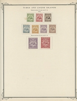 British Commonwealth - Turks and Caicos Islands - COMPLETE COLLECTION: 1900-68, album pages with about 200 mint stamps, representing all seal of the Colony issues, Kings George V, VI and Queen Elizabeth II long sets, omnibus …