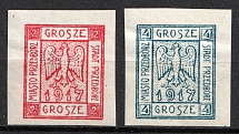 1917 Przedborz Local Issue, Poland (Mi. 1 B - 2 B, Imperforate, Full Set, CV $520)