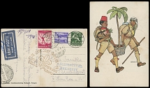 Worldwide Air Post Stamps and Postal History - Hungary - 1933 (August 15), First Flight Godolla - Budapest, 4th Boy Scout Jamboree color PPC, franked by two air post values together with definitive stamp, brown confirmation and …