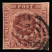1852 4s Denmark (Mi 1IIa, Canceled, CV $55)