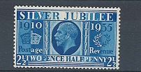 GB 1935 Silver Jubilee 2½d Prussian blue vf mint, minor imperfection, tiny mark on perf at base sg35