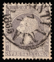 1857 3s Norway (Mi 3, Canceled, CV $80)