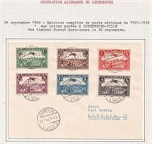 1940 (24 Sep) Luxembourg, German Occupation, Germany, Airmail Cover from Luxembourg to Hamburg franked with Mi. 234 - 237, 250, 251 (Special Cancellations)
