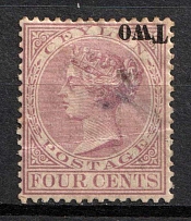 1888 2c Ceylon, British Commonwealth (INVERTED Overprint, Type II)