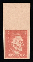 12pf Anti-German Propaganda, Hitler-Skull, 'Futsches Reich', American Private Issue Propaganda Forgery of Hitler Issue, Miniature Sheet (Mi. 17 var, Light Red, Imperforate, Margin)