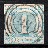 1860 1sgr Thurn und Taxis, German States, Germany (Mi. 15, Signed, Canceled, CV $40)