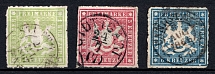 1865 Wurttemberg, German States, Germany (Mi. 30 - 32, Signed, Canceled, CV $120)