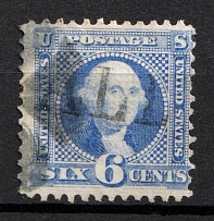 1869 6c Washington, United States, USA (Scott 115, Ultramarine, 'Paid All' Cancellation, CV $250)