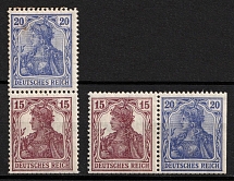 1920 Weimar Republic, Germany, Se-tenant, Zusammendrucke (Mi. S 10, W 14, CV $40)