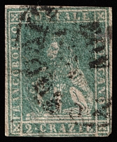 1857 2c Tuscany, Italy (Sc 13, Canceled, CV $200)