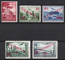 1941 Serbia, German Occupation of Russia, Germany, Airmail (Mi. 26 - 30, Full Set, CV $130, MNH)