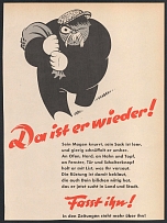 Germany Third Reich, WWII Propaganda, Caricature Coal Thief