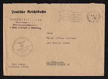 1942 (4 Apr) Alsace, German Occupation of France, Germany, Official Cover from the 'Deutsche Reichsbahn', Strasbourg - Mulhouse