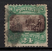 1869 24c The Declaration of Independence, United States, USA (Scott 120, Green and Violet, Canceled, CV $600)