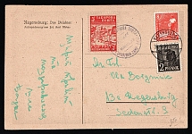1948 (30 Apr) Regensburg, Ukraine, DP Camp, Displaced Persons Camp, Postcard franked with German 2pf, 8pf and camp 5pf (Wilhelm 8 A)