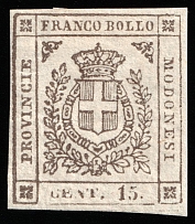 1859 15c Modena, Italy, Provisional Government (Mi 8b, CV $260)