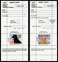 1989-90 5$ Duck Stamp, Oregon, United States (Sc. 7-8, Sheet Inscription, CV $30, MNH)