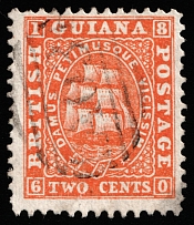 1860 2с British Guiana, South America, British Colonies (SG 30, Canceled, CV $80)