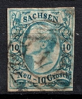 1856-63 10ngr Prussia, German States, Germany (Mi. 13, Canceled, CV $390)