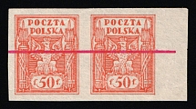 1922-23 50pf Second Polish Republic, Pair (Proofs of Fi. 148, Margin, MNH)