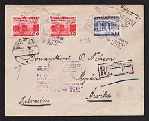 1936 (30 Aug) Poland, Balloon Airmail Registered cover from Chotynicze to Sweden with the special postmark and stamps