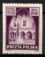 1945 3zl Republic of Poland (Fi. 365, Mi. 396, Missed Vertical Perforation, Signed)