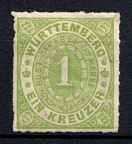 1869 1kr Wurttemberg, German States, Germany (Mi. 36, CV $50)