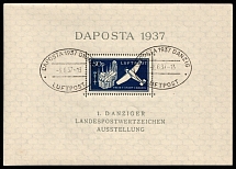 1937 Danzig Gdansk, Germany, Airmail, Souvenir Sheet (Mi. Bl 2 a, First Day Cancellations, CV $80)
