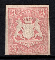 1867 3kr  Bavaria, German States, Germany (Mi. 15, CV $110)