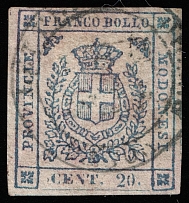 1859 20c Modena, Italy, Provisional Government (Mi 9b, Canceled, CV $140)