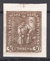 1920 Ukrainian People's Republic 30 Grn (Double Two Side Reversed Printing)