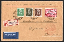 1931 (6 Jul) Germany Dresden - Kobe, Airmail Registered cover, flights Dresden - Berlin, Berlin - Moscow, Moscow - Irkutsk (Muller 246 and 262 (Germany), 32 (USSR) CV $1,850)
