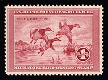 1936 $1 Duck Hunt Permit Stamp, United States (Sc. RW-2, CV $380)