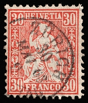 1862 30F Switzerland (Mi 25, Canceled, CV $50)