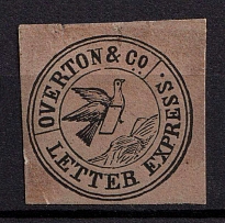 1844-45 Overton & Co, Boston, Massachusetts, United States, Locals (Sc. 113L1, CV $400)