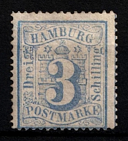 1864 3s Hamburg, German States, Germany (Mi. 15 a, Sc. 17, Signed, CV $70)