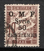 1921 50c on 10c Syria, French Mandate Territory, Provisional Issue, Official Stamp (Mi. 14, Canceled)