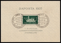 1937 Danzig Gdansk, Germany, Airmail, Souvenir Sheet (Mi. Bl. 1 b, Canceled, CV $30)