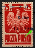 1945 3zl on 25gr Republic of Poland (Fi. 353, 'Kielce', Painted '5', MNH)