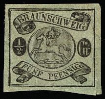 1863 1/2p Brunswick, German States, Germany (Mi 10a, CV $30)