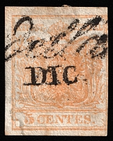 1850 5c Austria, Lombardy-Venetia (Mi 1X, Canceled, CV $110)