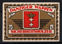 Danzig Vintage Matchbox Label, Poland, Cinderella, Non-Postal Stamp