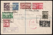 1943 (1 Nov) Polish Government in Exile, Military Field Post, First Day Registered Censored Cover (Mi. 368 - 375, Full Set)