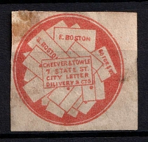 1849 2c Cheever Towle, City Letter Delivery, Boston, Massachusetts, United States, Locals (Undescribed in Catalog)