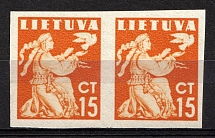 1940 15ct Lithuania, Pair (Mi. 439 U, Imperforate, CV $30, MNH)