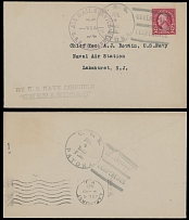 Worldwide Air Post Stamps and Postal History - United States - Zeppelin Flights - 1925 (July 4), Airship (Z.R.1) Shenandoah, Governors' Conference Flight, cover sent from USS Patoka to Lakehurst, franked by Washington 2c carmine, …